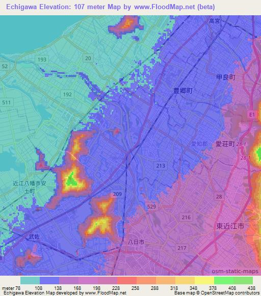 Echigawa,Japan Elevation Map