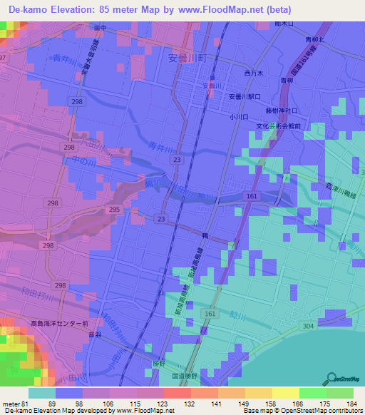 De-kamo,Japan Elevation Map