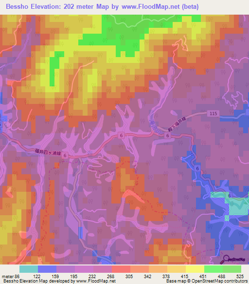 Bessho,Japan Elevation Map