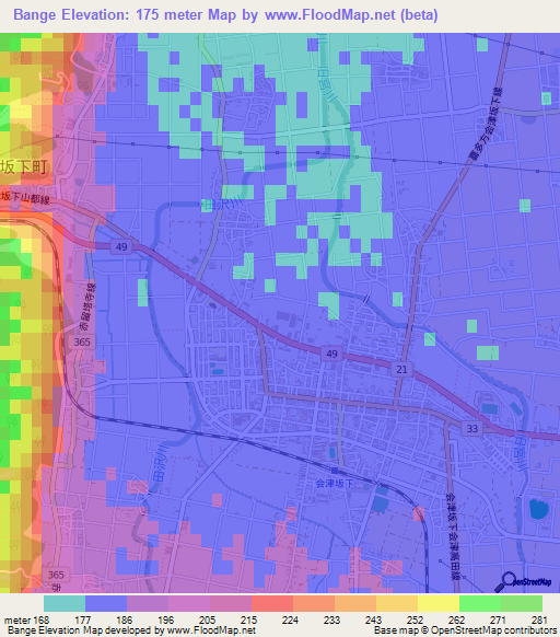 Bange,Japan Elevation Map