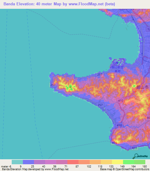 Banda,Japan Elevation Map