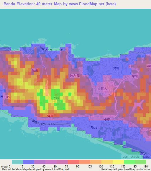 Banda,Japan Elevation Map