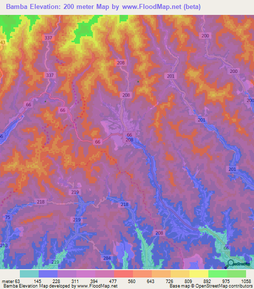 Bamba,Japan Elevation Map