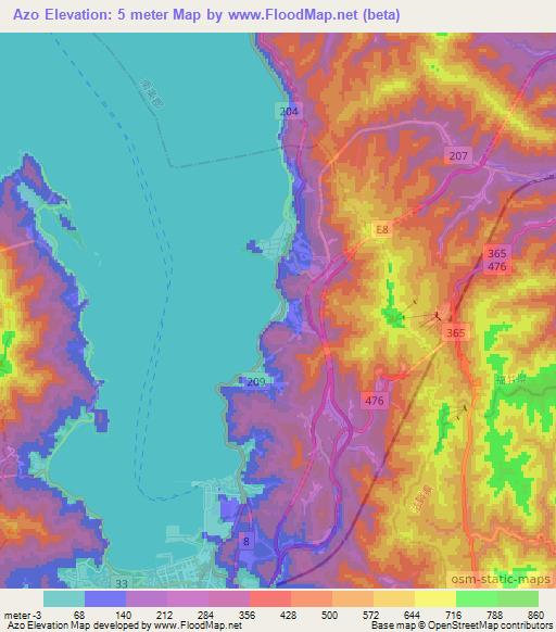 Azo,Japan Elevation Map