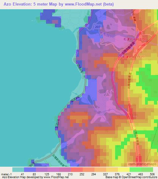 Azo,Japan Elevation Map