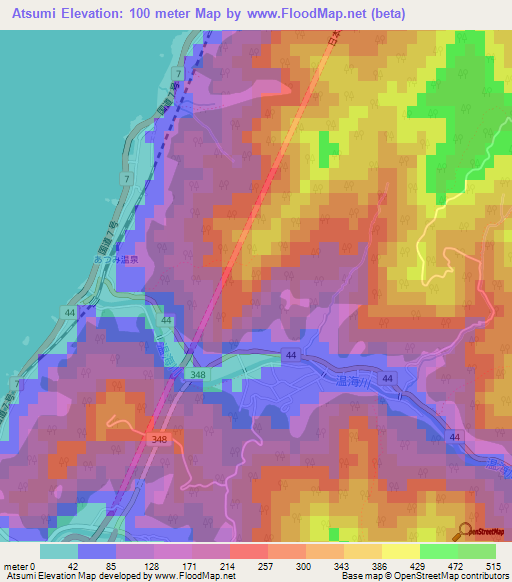 Atsumi,Japan Elevation Map