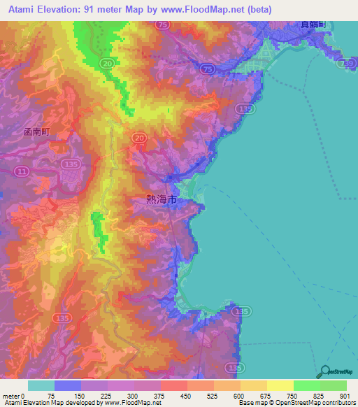 Atami,Japan Elevation Map