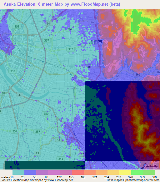 Asuka,Japan Elevation Map