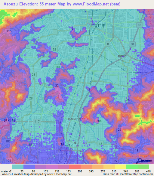 Asouzu,Japan Elevation Map