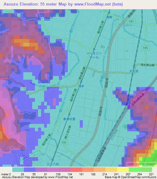 Asouzu,Japan Elevation Map