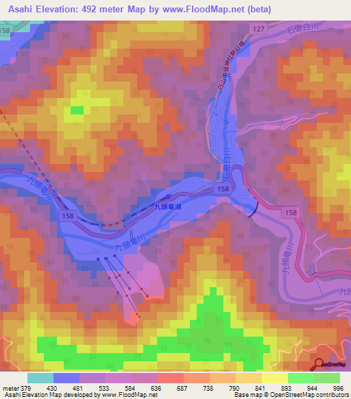 Asahi,Japan Elevation Map