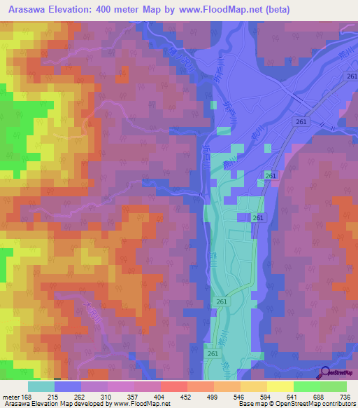 Arasawa,Japan Elevation Map