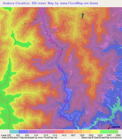 Arakura,Japan Elevation Map