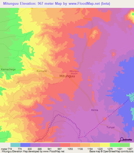 Mitunguu,Kenya Elevation Map