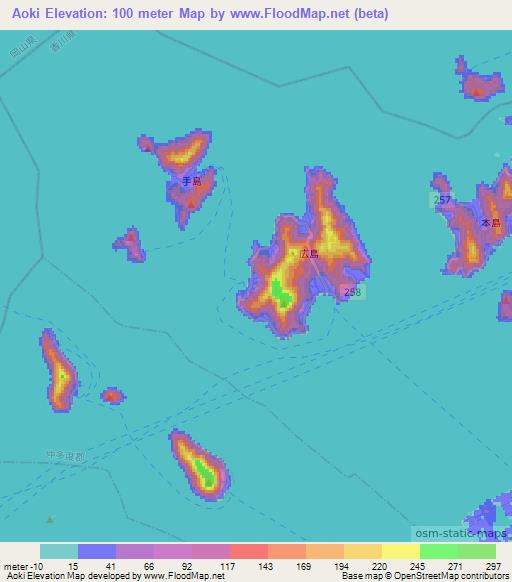Aoki,Japan Elevation Map