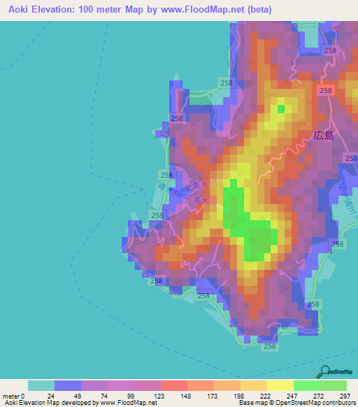 Aoki,Japan Elevation Map