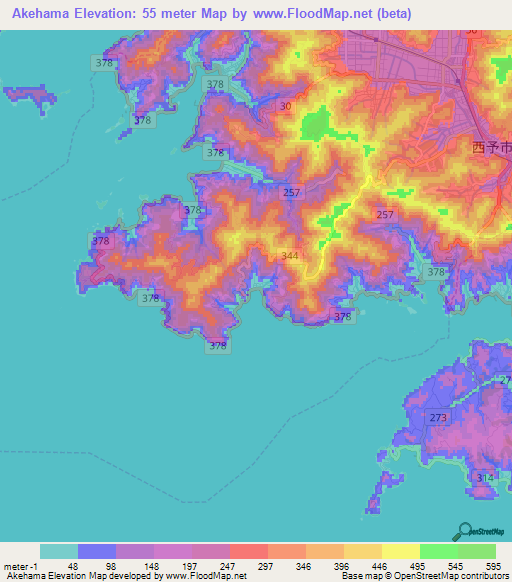 Akehama,Japan Elevation Map