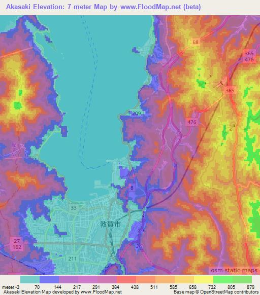 Akasaki,Japan Elevation Map
