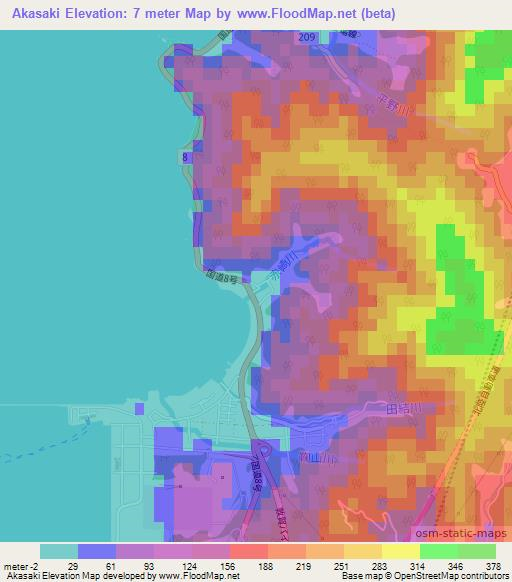 Akasaki,Japan Elevation Map