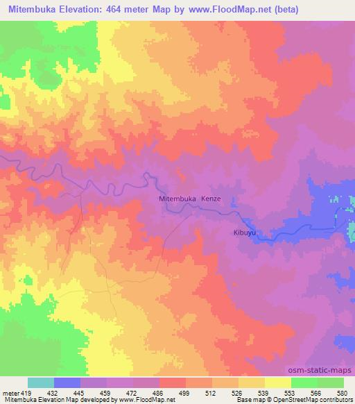 Mitembuka,Kenya Elevation Map