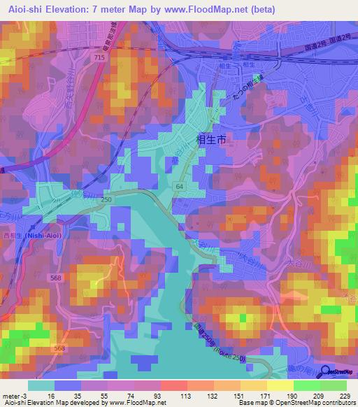 Aioi-shi,Japan Elevation Map