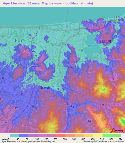 Agei,Japan Elevation Map