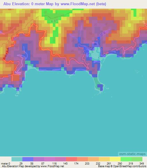 Abu,Japan Elevation Map