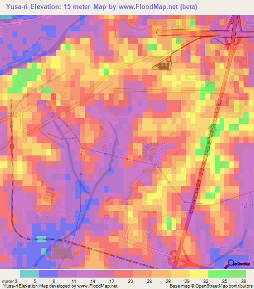 Yusa-ri,North Korea Elevation Map