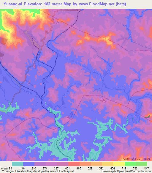 Yusang-ni,North Korea Elevation Map