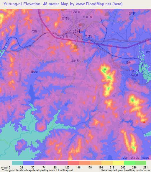 Yurung-ni,North Korea Elevation Map