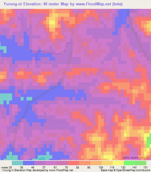 Yurung-ni,North Korea Elevation Map