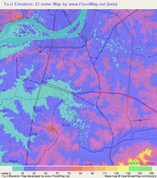 Yu-ri,North Korea Elevation Map