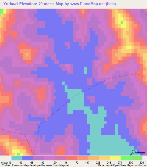 Yurha-ri,North Korea Elevation Map