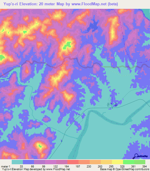 Yup'o-ri,North Korea Elevation Map