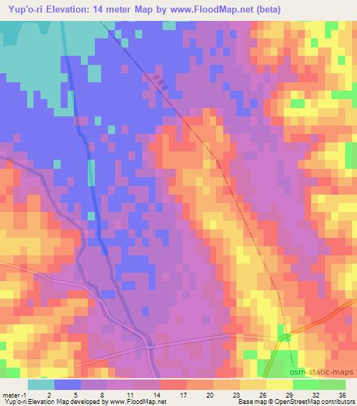 Yup'o-ri,North Korea Elevation Map