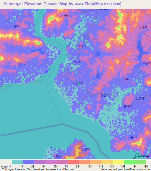 Yultong-ni,North Korea Elevation Map