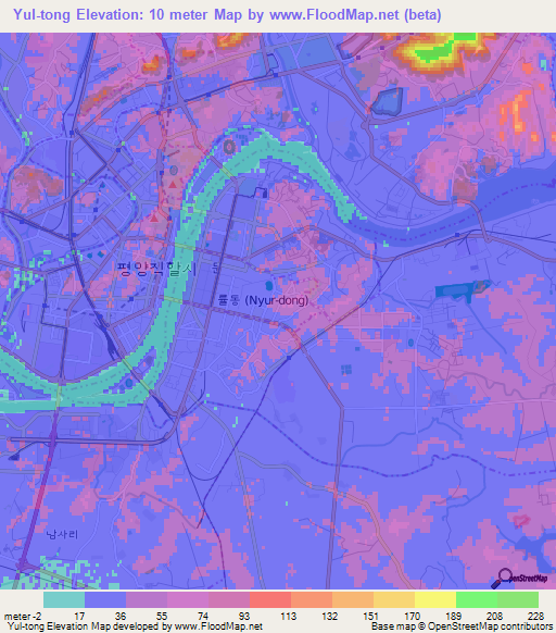 Yul-tong,North Korea Elevation Map