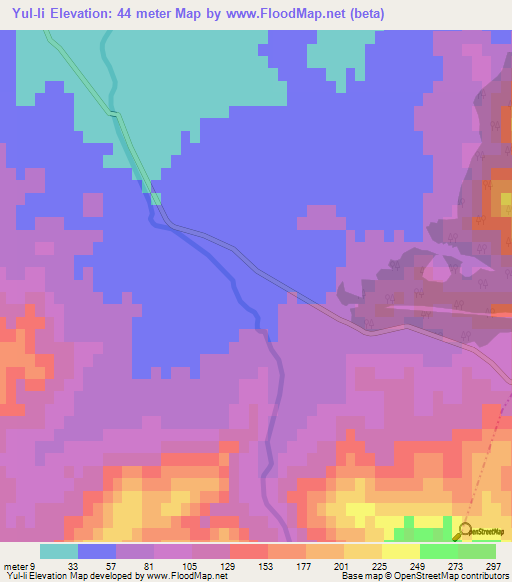Yul-li,North Korea Elevation Map