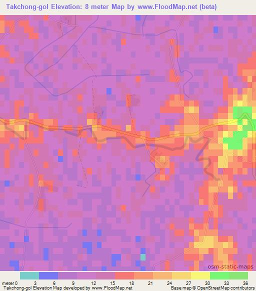 Takchong-gol,North Korea Elevation Map