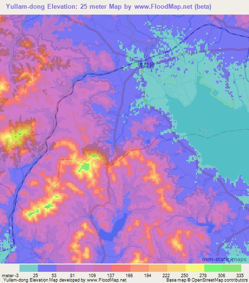 Yullam-dong,North Korea Elevation Map