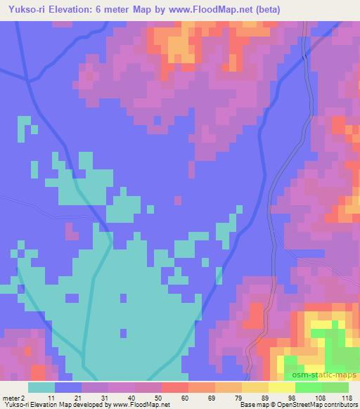Yukso-ri,North Korea Elevation Map