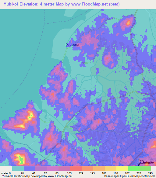 Yuk-kol,North Korea Elevation Map