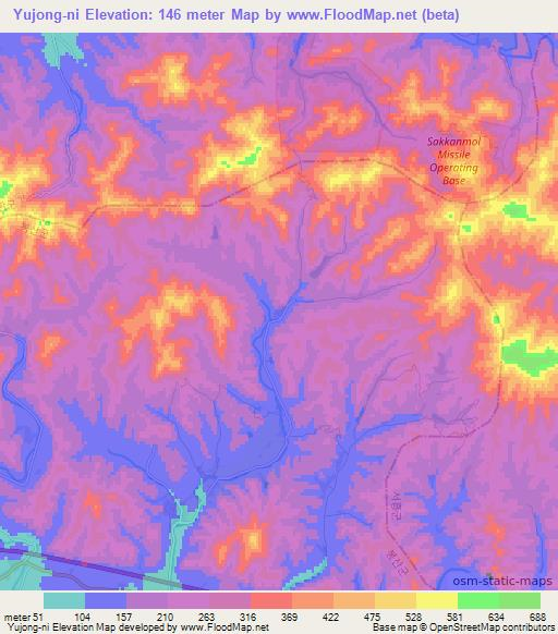 Yujong-ni,North Korea Elevation Map