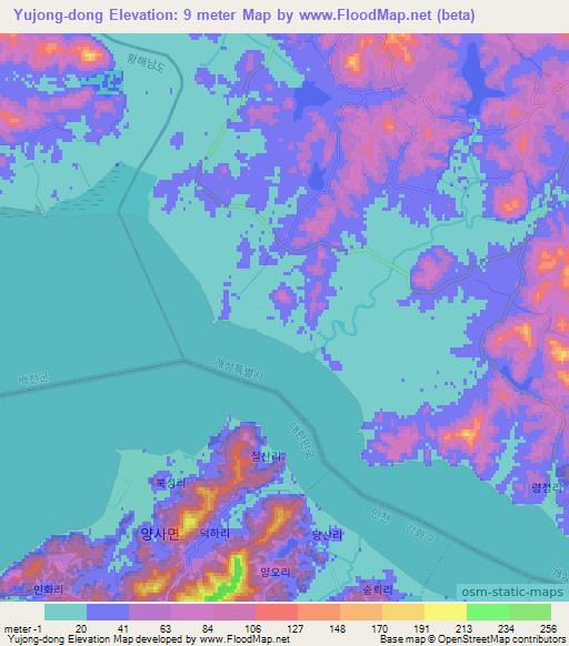 Yujong-dong,North Korea Elevation Map