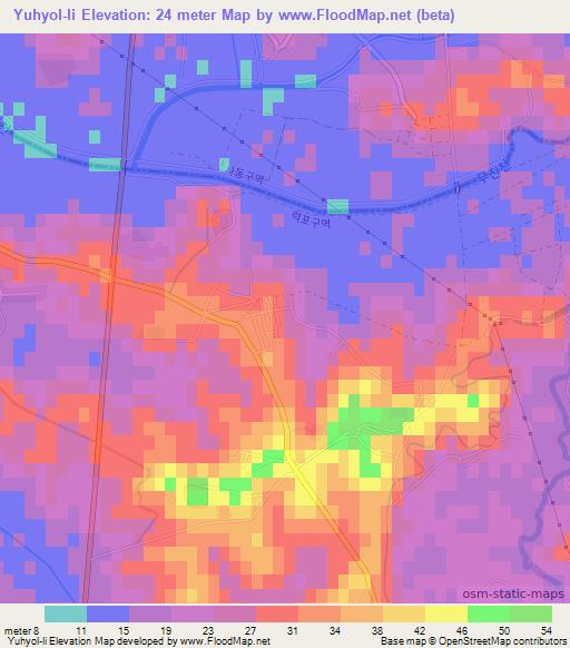 Yuhyol-li,North Korea Elevation Map