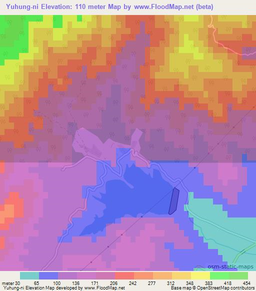 Yuhung-ni,North Korea Elevation Map