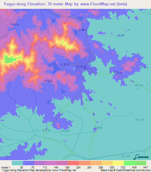 Yugyo-dong,North Korea Elevation Map