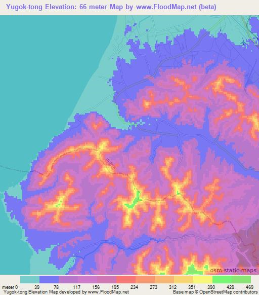 Yugok-tong,North Korea Elevation Map