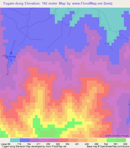 Yugam-dong,North Korea Elevation Map