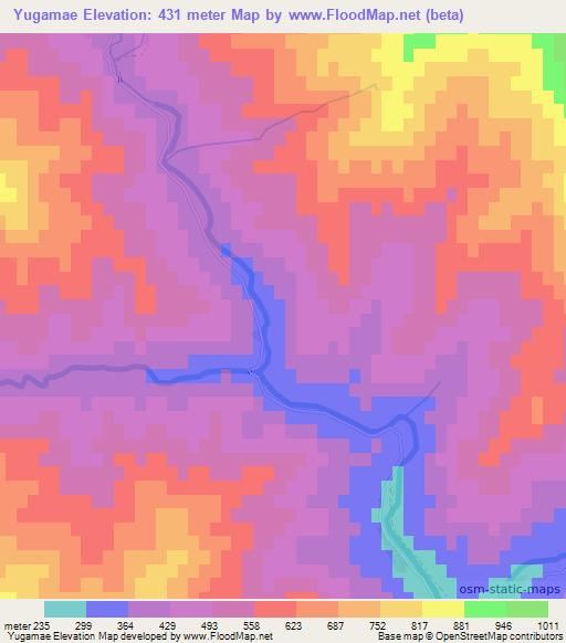 Yugamae,North Korea Elevation Map